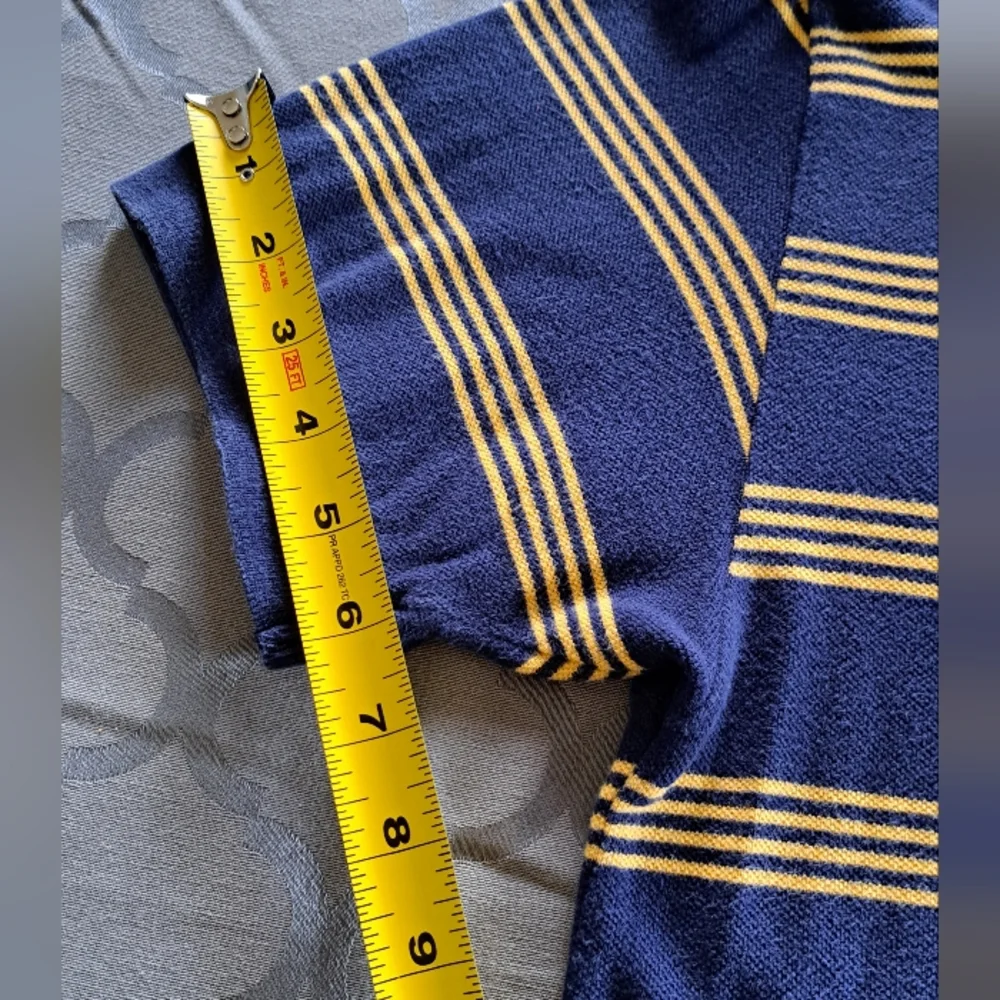 VTG 90s Ralph Lauren Navy with Yellow Stripe Cotton Polo Men's L
